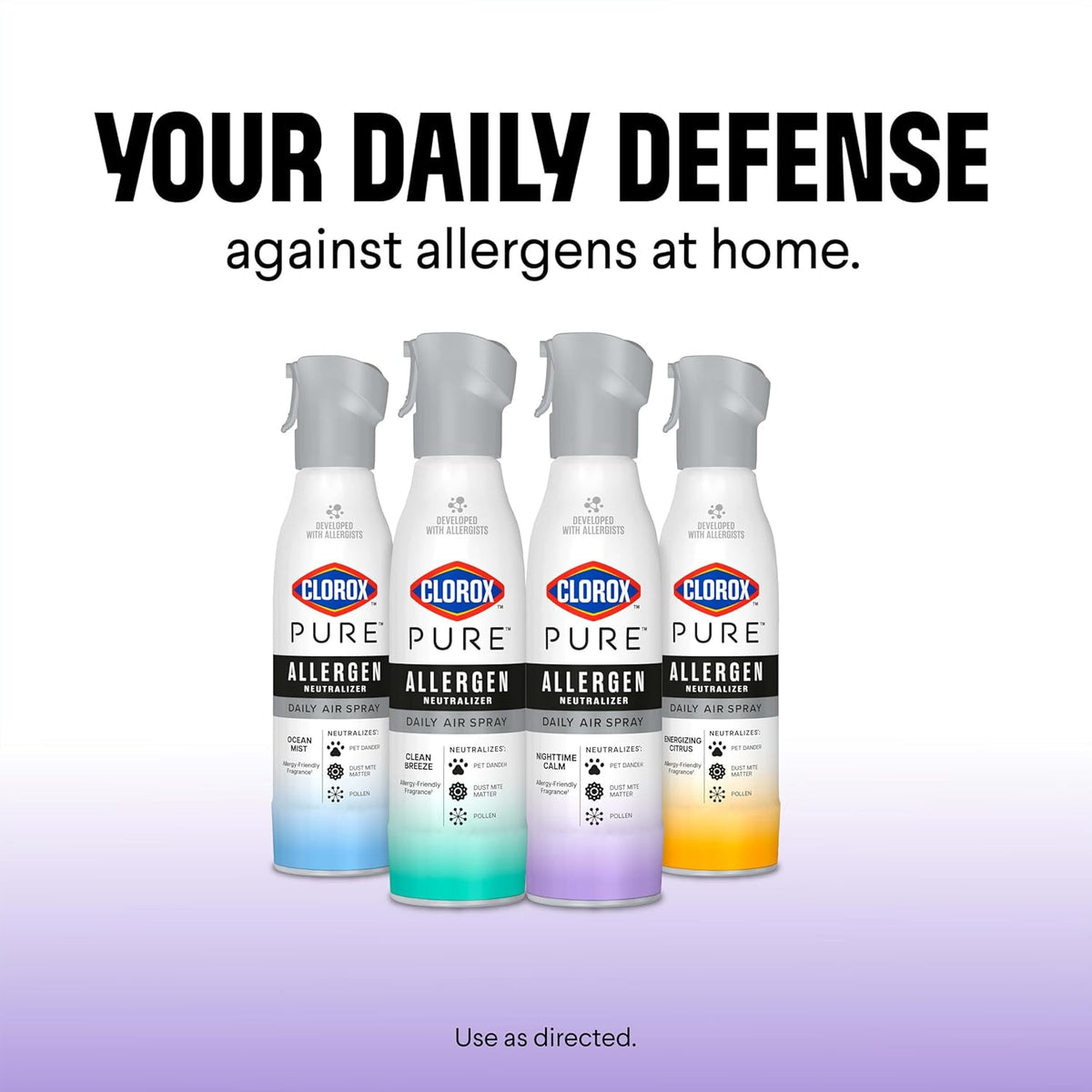Clorox PURE Allergen Neutralizer Nighttime Calm – Gentle Allergen-Neutralizing Spray for Nurseries, Playrooms, and Family Living Areas