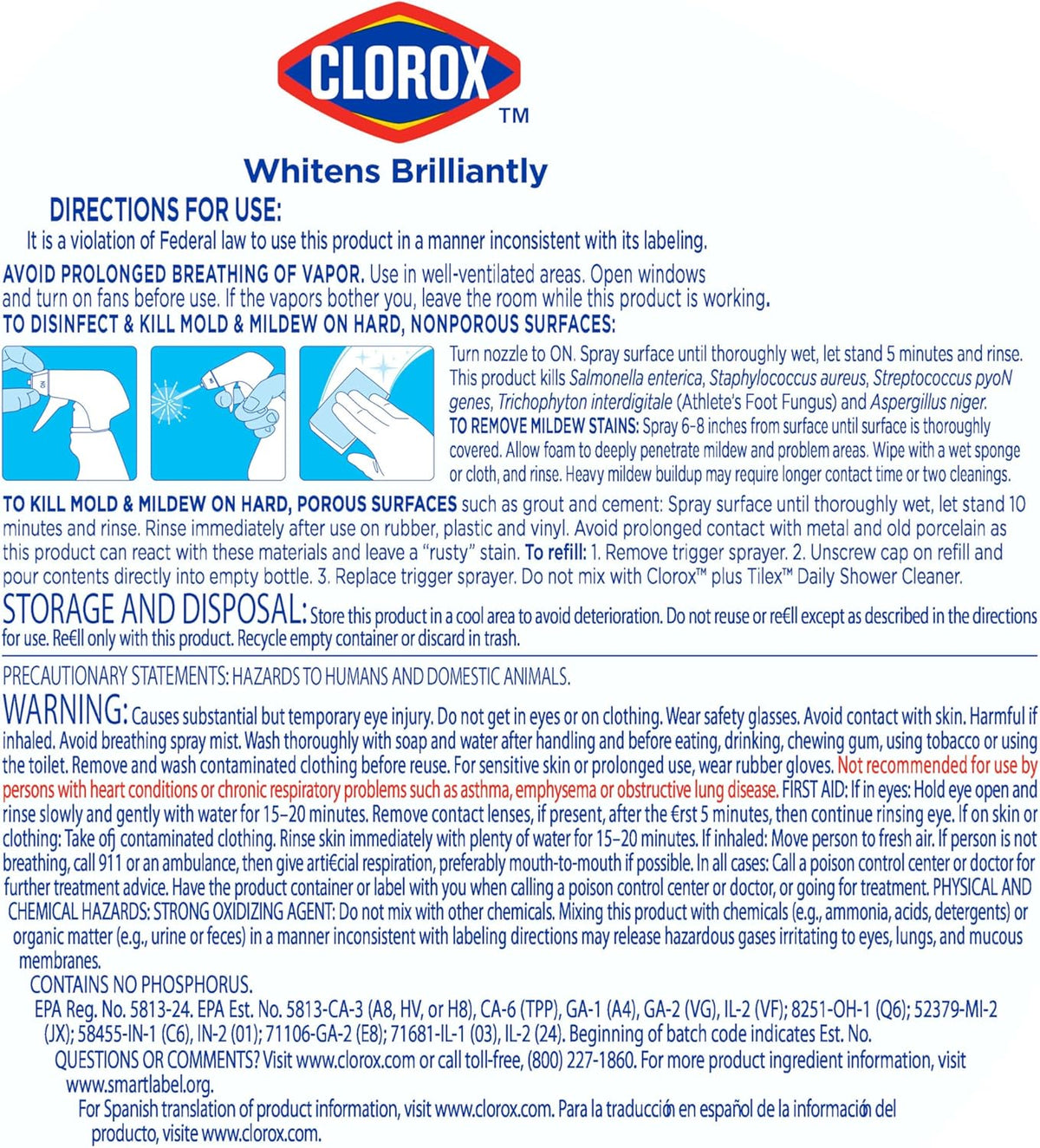 Clorox Tilex Mold and Mildew Remover – Tile and Grout Restorer for a Polished Bathroom Aesthetic, Pack of 3