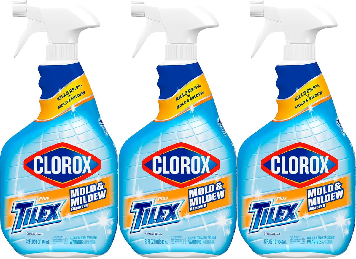 Clorox Tilex Mold and Mildew Remover – Tile and Grout Restorer for a Polished Bathroom Aesthetic, Pack of 3