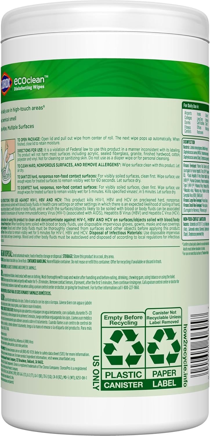 CloroxPro EcoClean Disinfecting Wipes – Essential-Only Sanitizing Solution for Capsule-Style Cleaning Supplies
