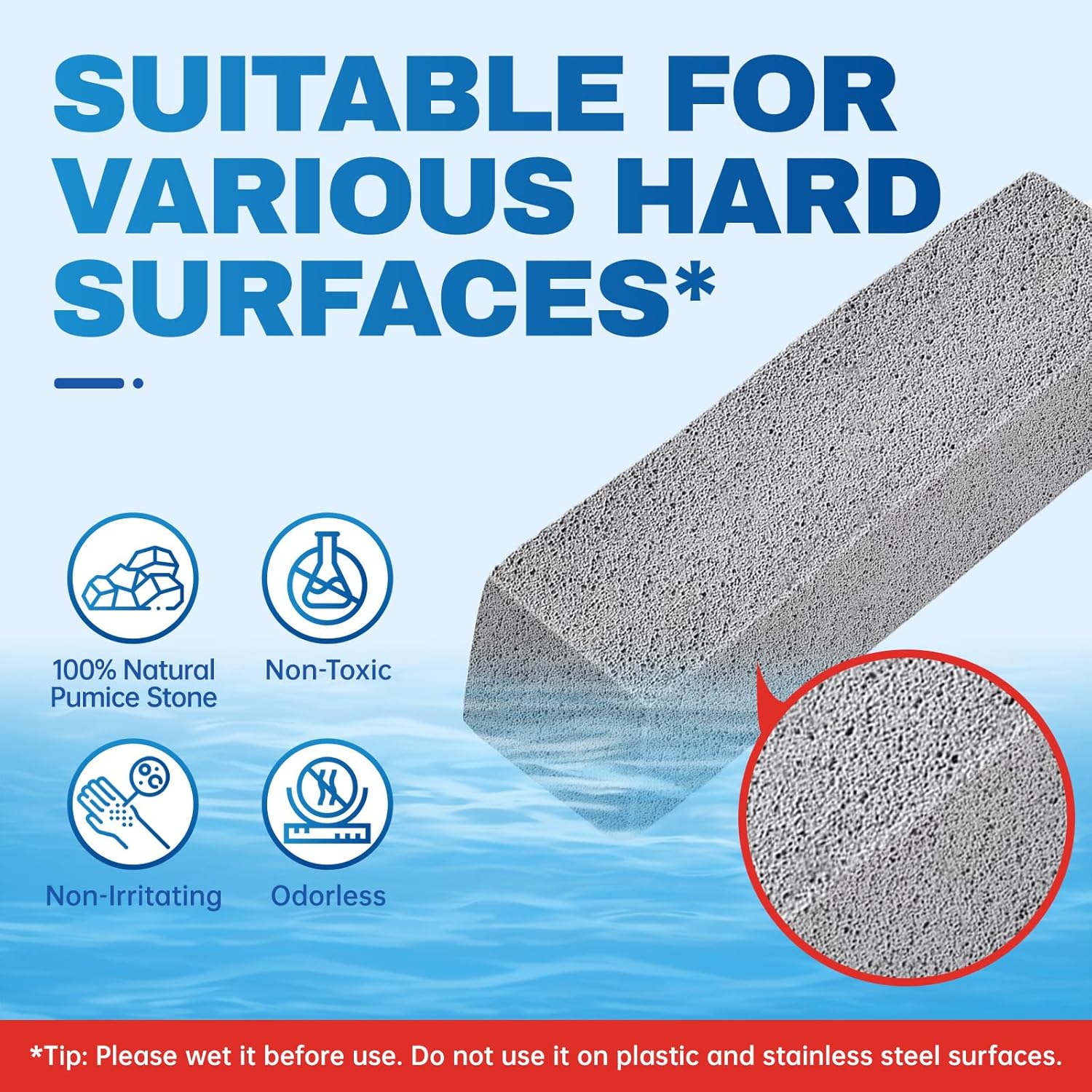 coarse-but-gentle abrasive texture that lifts stains without scratching porcelain