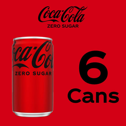Coca-Cola Coke Zero Sugar Mini-Can 7.5 fl oz, 6 Pack – Portion-Controlled Zero Calorie Drink for Mindful Mealtime Routines