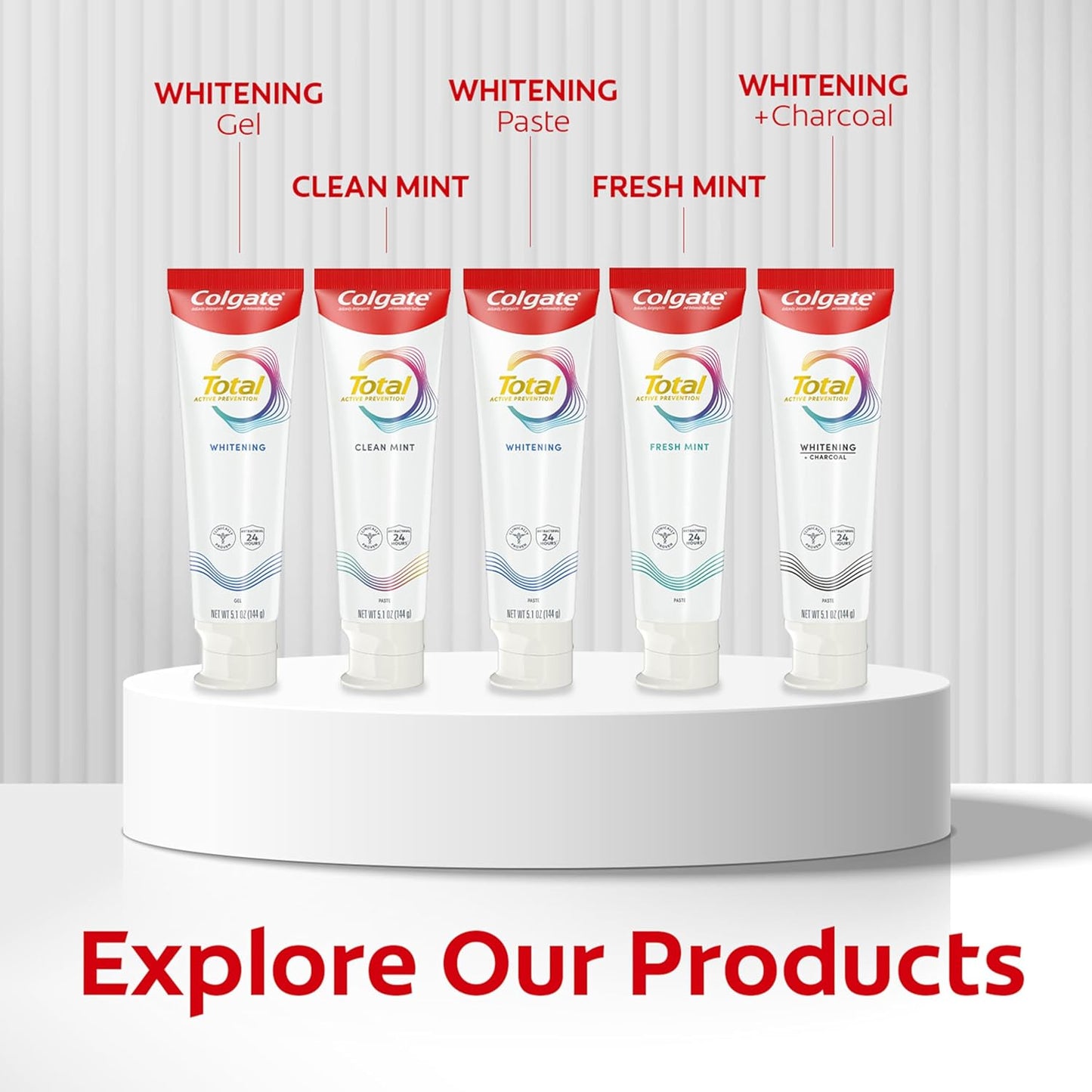 Colgate Total Active Prevention Deep Clean Toothpaste – Less-Is-More Bathroom Counter Pick, Clinically Proven Multi-Defense Mint Toothpaste, 3 x 5.1 oz