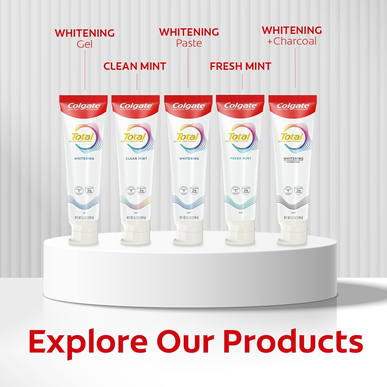 Colgate Total Active Prevention Deep Clean Toothpaste – Less-Is-More Bathroom Counter Pick, Clinically Proven Multi-Defense Mint Toothpaste, 3 x 5.1 oz
