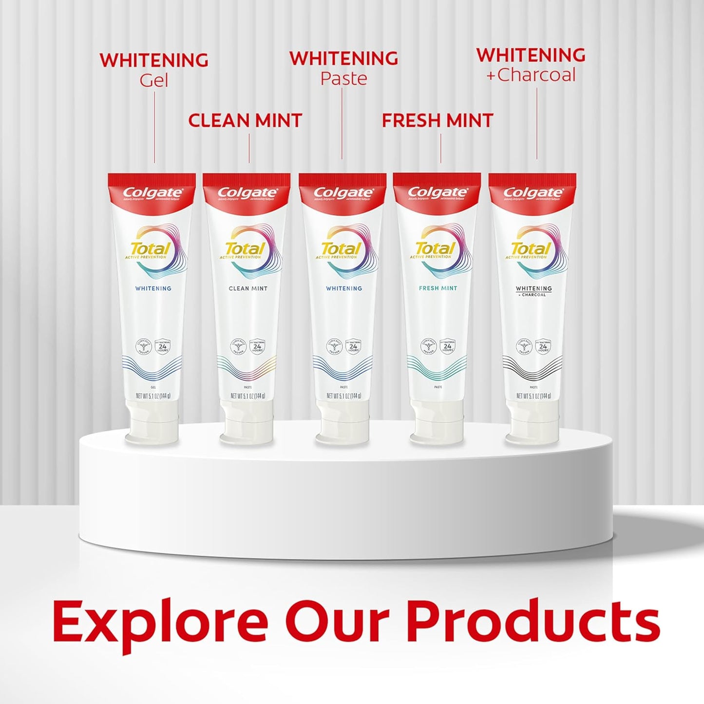 Colgate Total Active Prevention Deep Clean Toothpaste – Less-Is-More Bathroom Counter Pick, Clinically Proven Multi-Defense Mint Toothpaste, 3 x 5.1 oz