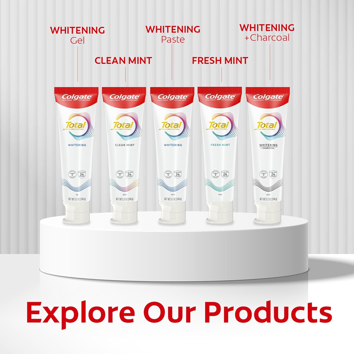 Colgate Total Active Prevention Deep Clean Toothpaste – Less-Is-More Bathroom Counter Pick, Clinically Proven Multi-Defense Mint Toothpaste, 3 x 5.1 oz