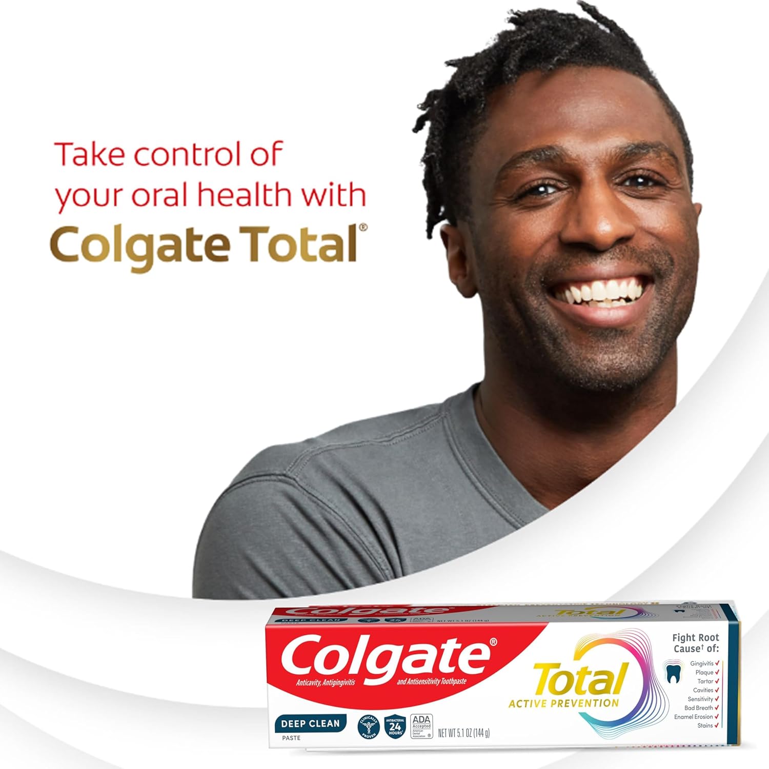 Colgate Total Active Prevention Deep Clean Toothpaste – Less-Is-More Bathroom Counter Pick, Clinically Proven Multi-Defense Mint Toothpaste, 3 x 5.1 oz