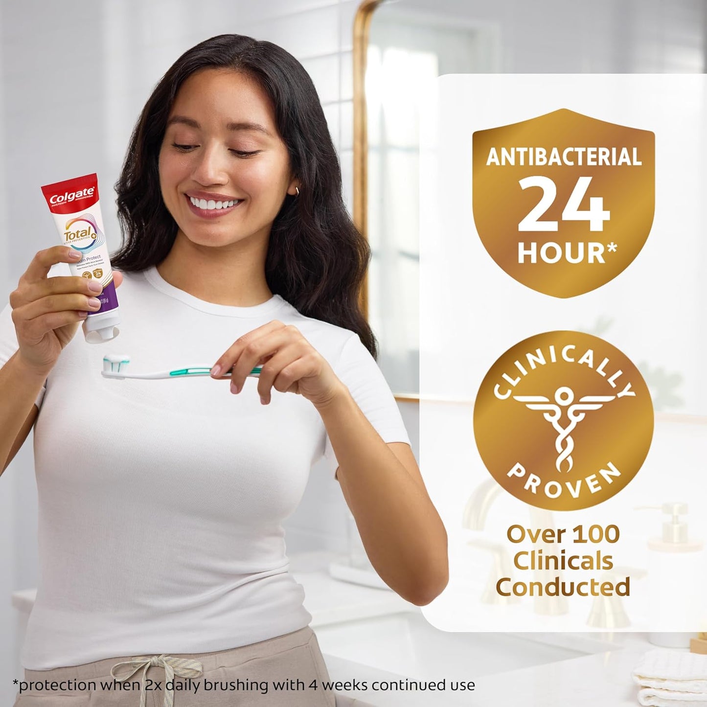 Colgate Total Gum Protect Whitening – Travel-Safe, SLS-Free Toothpaste for Whole Family Oral Health