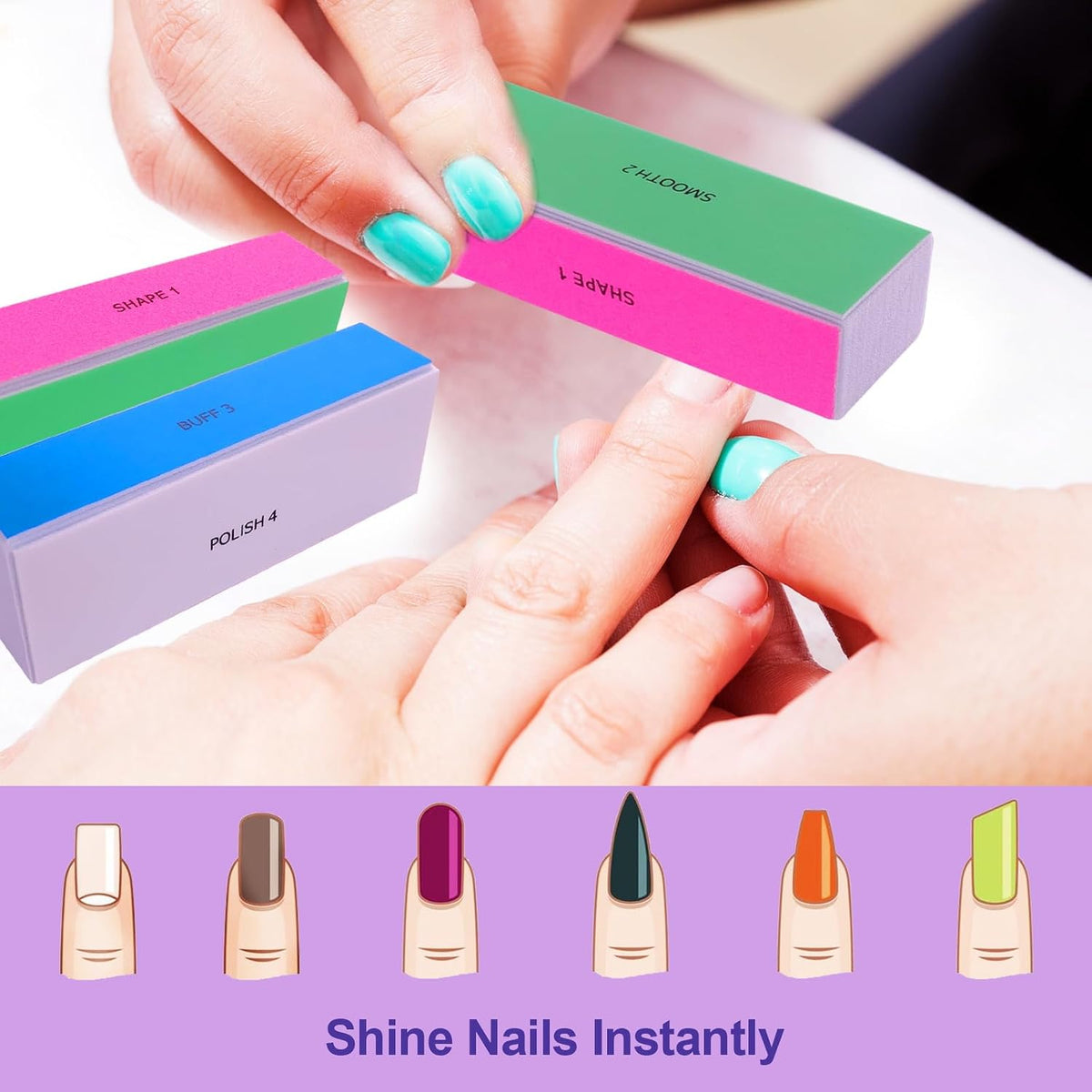 color-coded sides — pink, green, blue, and white — for intuitive step-by-step use