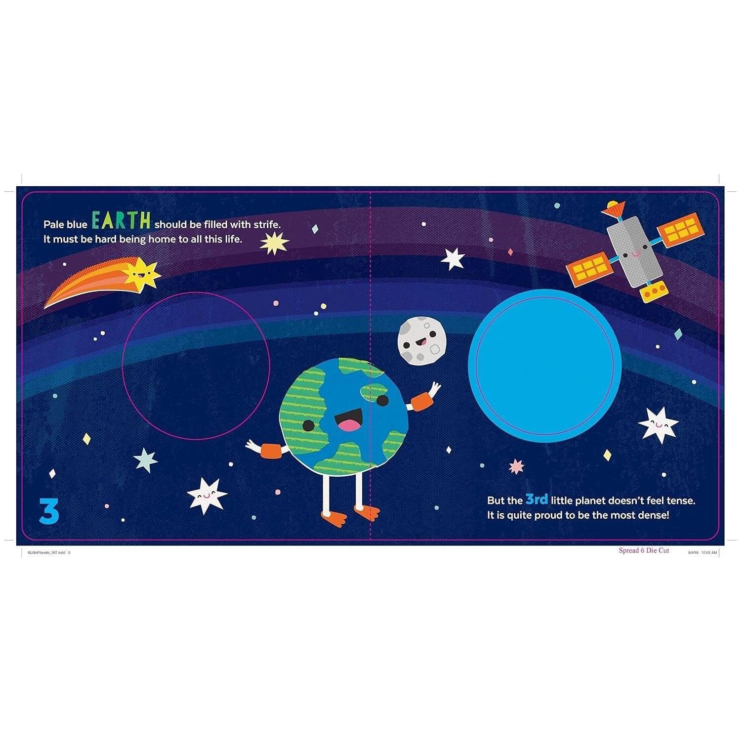 colorful illustrated artwork of planets and space scenery