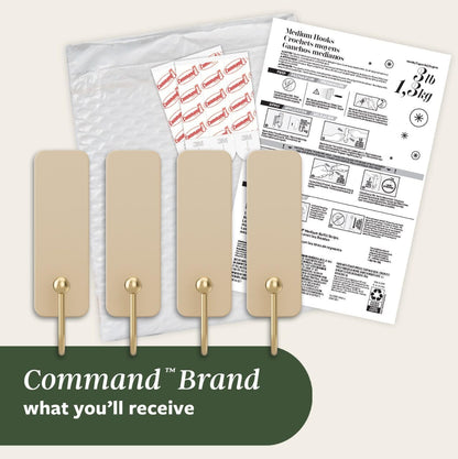 Command Medium Wire Hook Desk-Adjacent Hooks for Daily Essentials, No-Drill Office Storage Solution