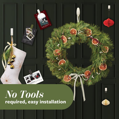 Command No Drill Holiday Hooks in Sage, Safe Wall Hooks for Apartment Doors and Hallways During Family Visits
