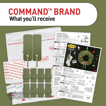 Command No Drill Holiday Hooks in Sage, Safe Wall Hooks for Apartment Doors and Hallways During Family Visits