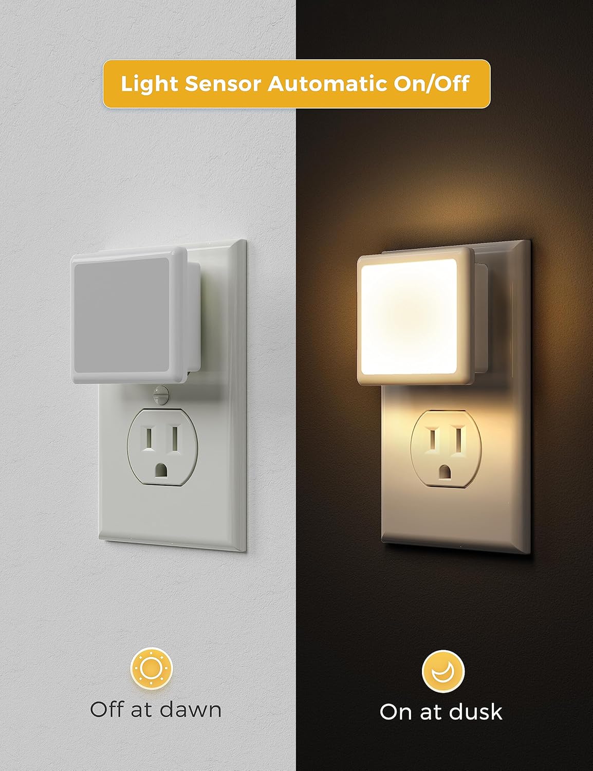 compact 2.05 x 1.85 x 1.85 inch square housing that does not block adjacent outlets