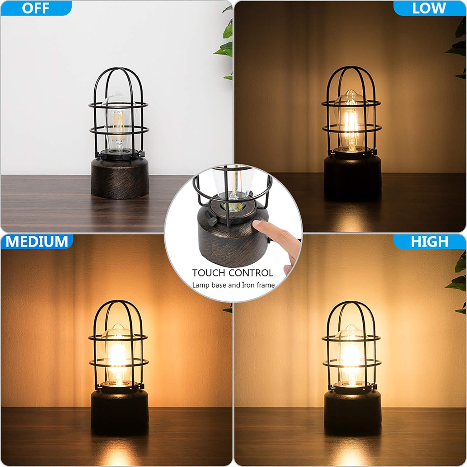 compact 3.93" d x 3.93" w x 8.6" h iron body sized for small nightstands
