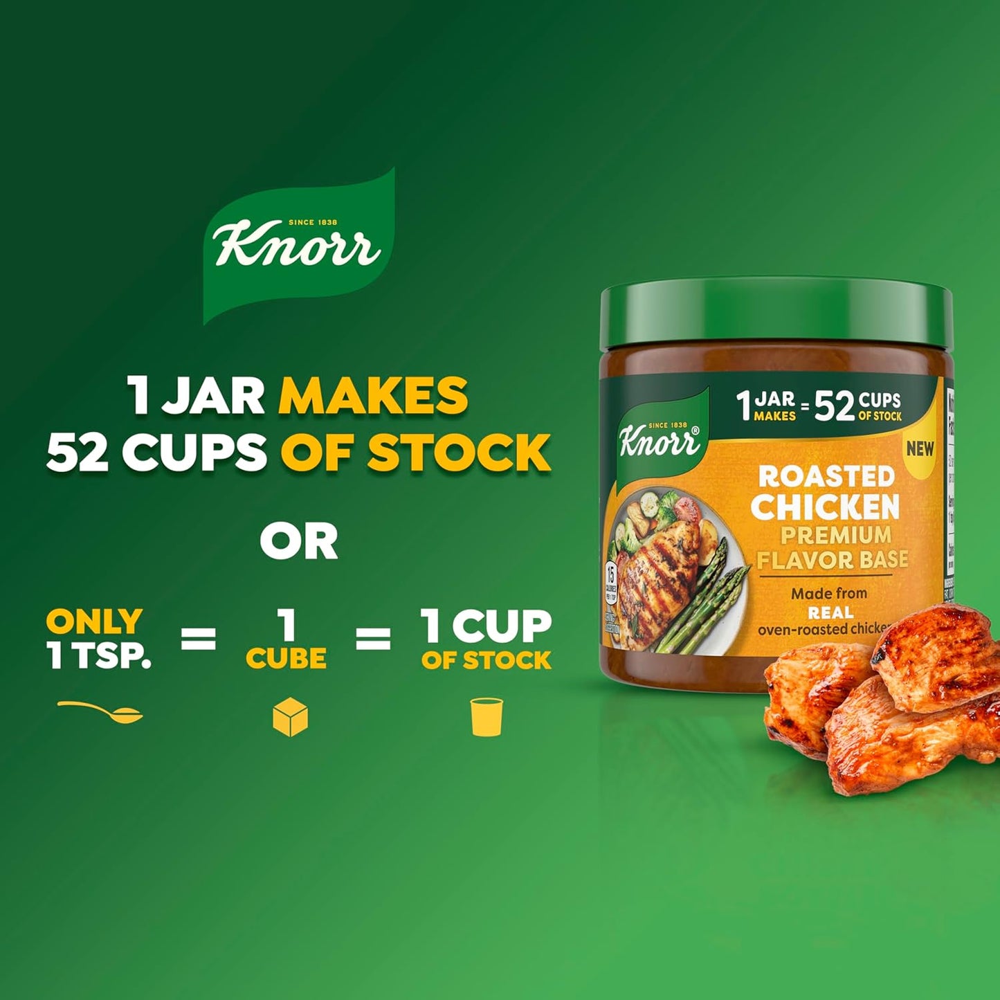 compact 3 x 2.68 x 2.64 inch jar sized for tight pantry and fridge-door storage