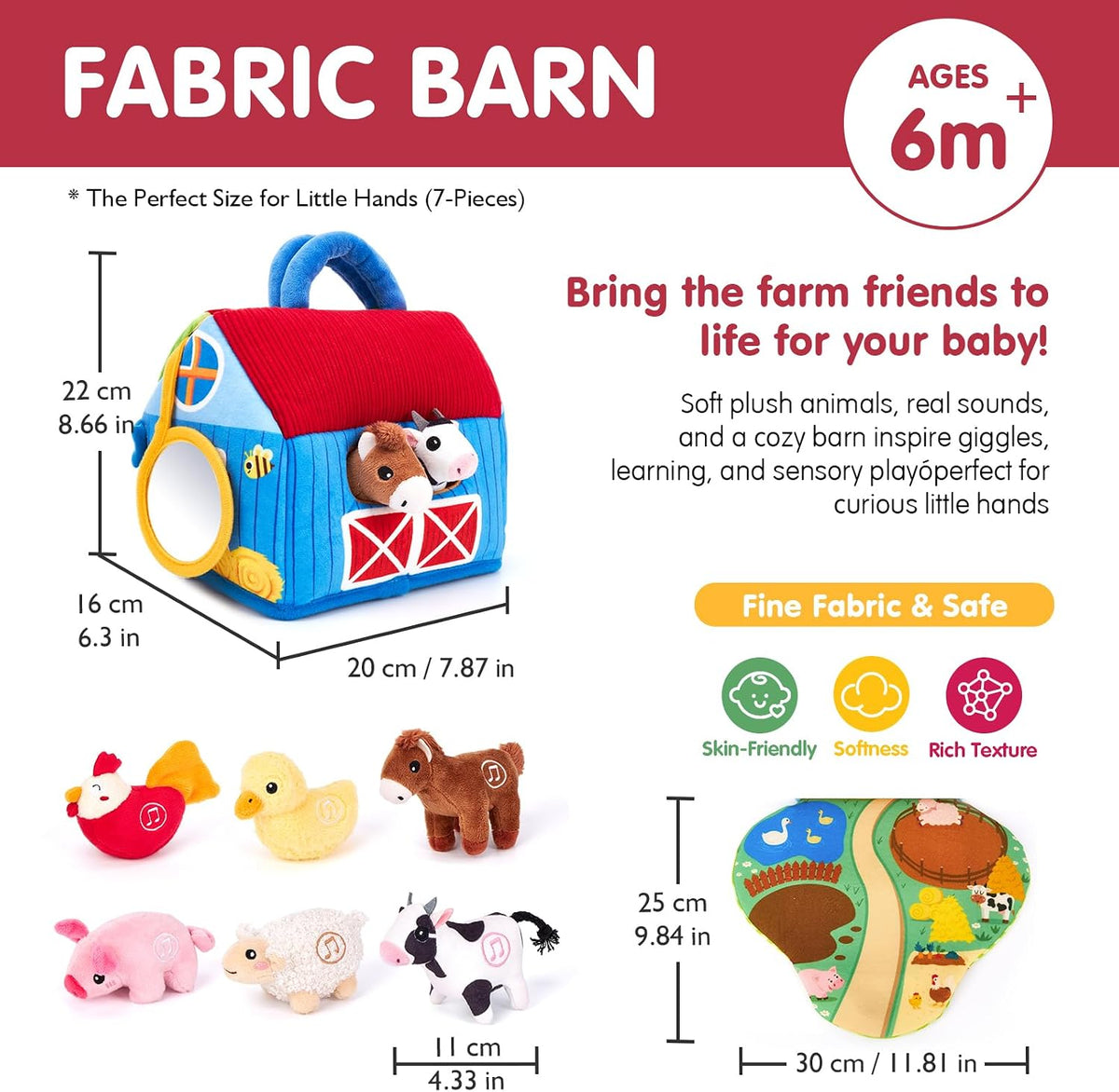 compact barn packaging with integrated carrying handle for travel