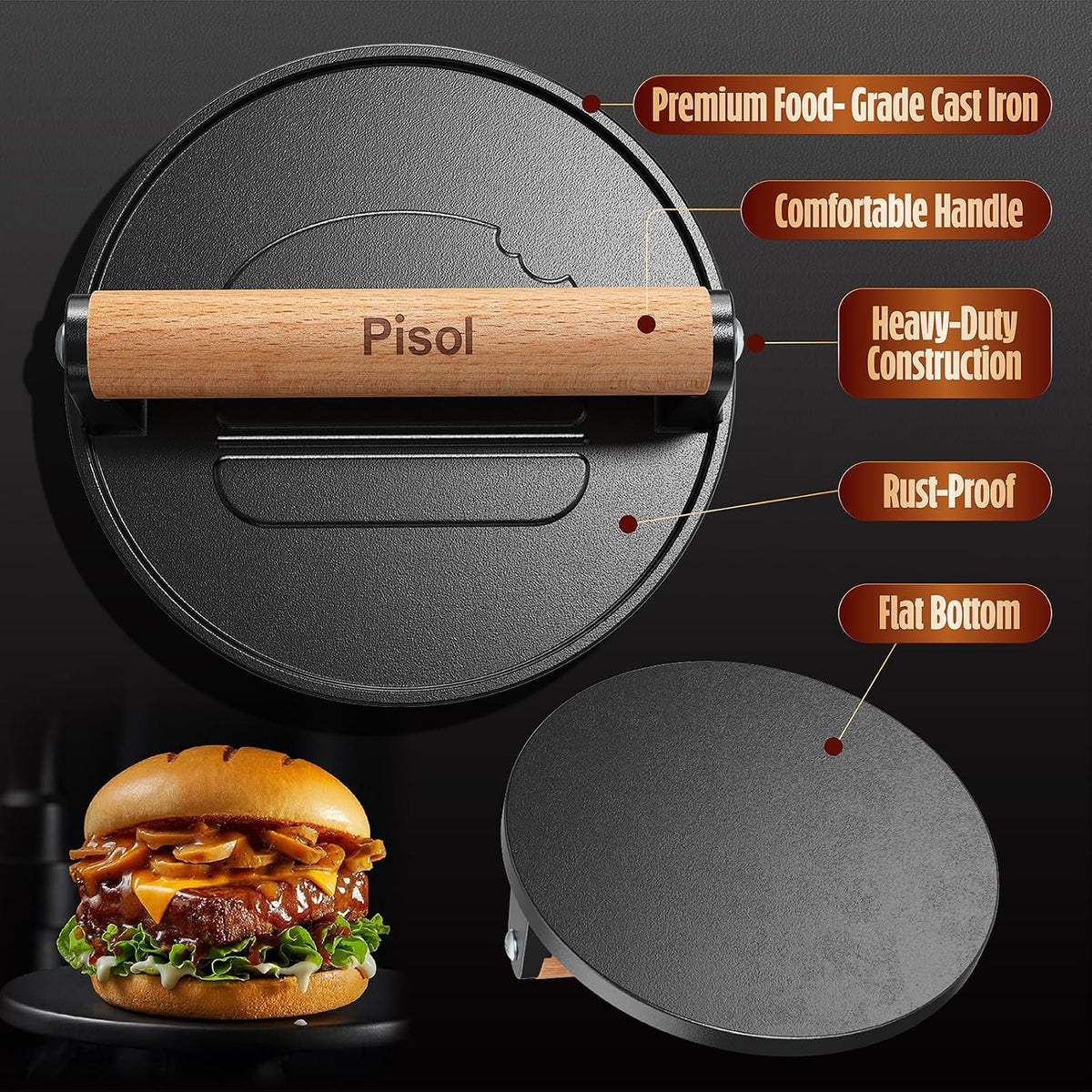 compatible with grills, griddles, and skillets