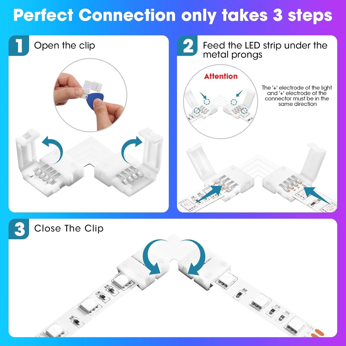 compatible with smd 2835, 3528, and 5050 rgb flexible strip lights