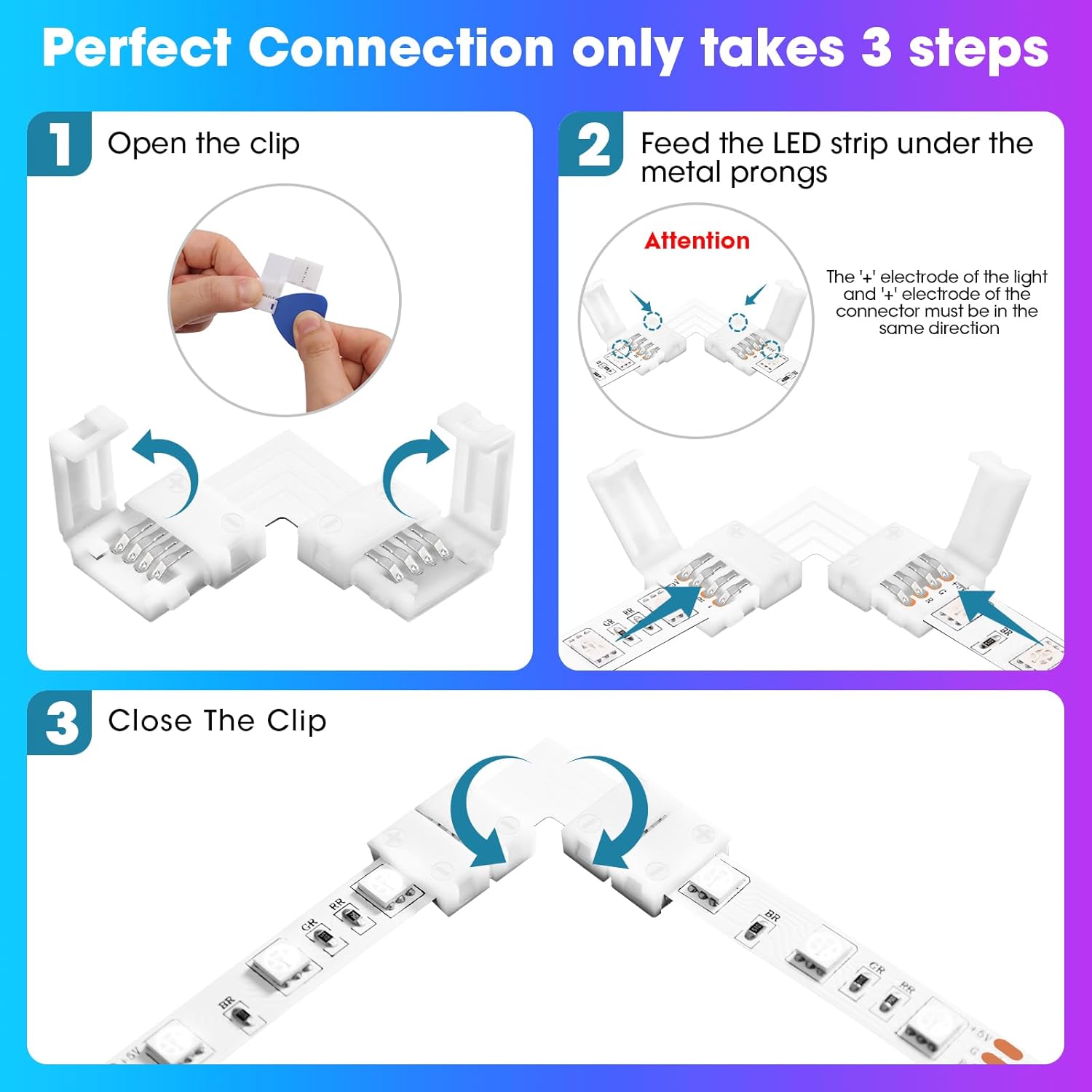 compatible with smd 2835, 3528, and 5050 rgb flexible strip lights