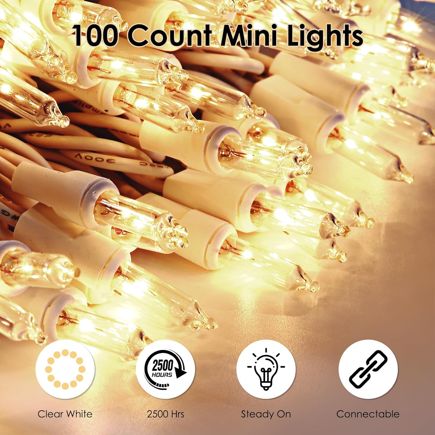 connectable end sockets supporting up to 5 sets end-to-end (max 105 ft)
