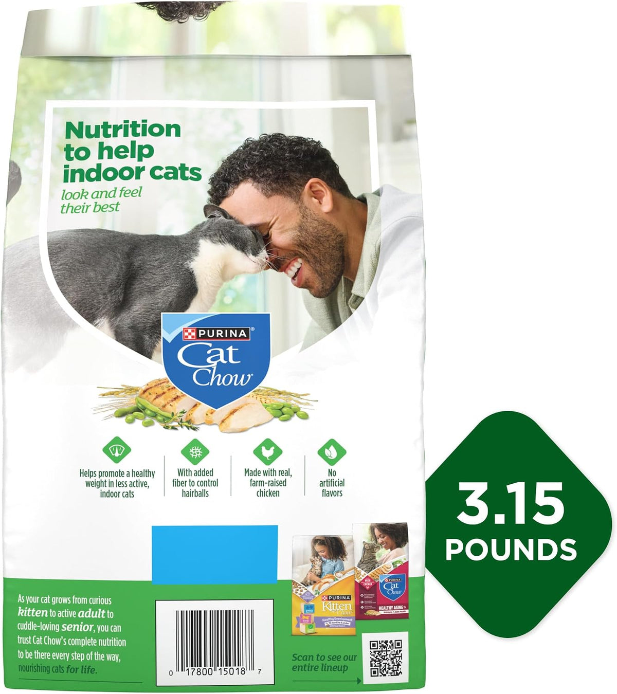 Purina Cat Chow Indoor Hairball + Healthy Weight Dry Cat Food – Daily Adult Cat Nutrition Without Artificial Flavors