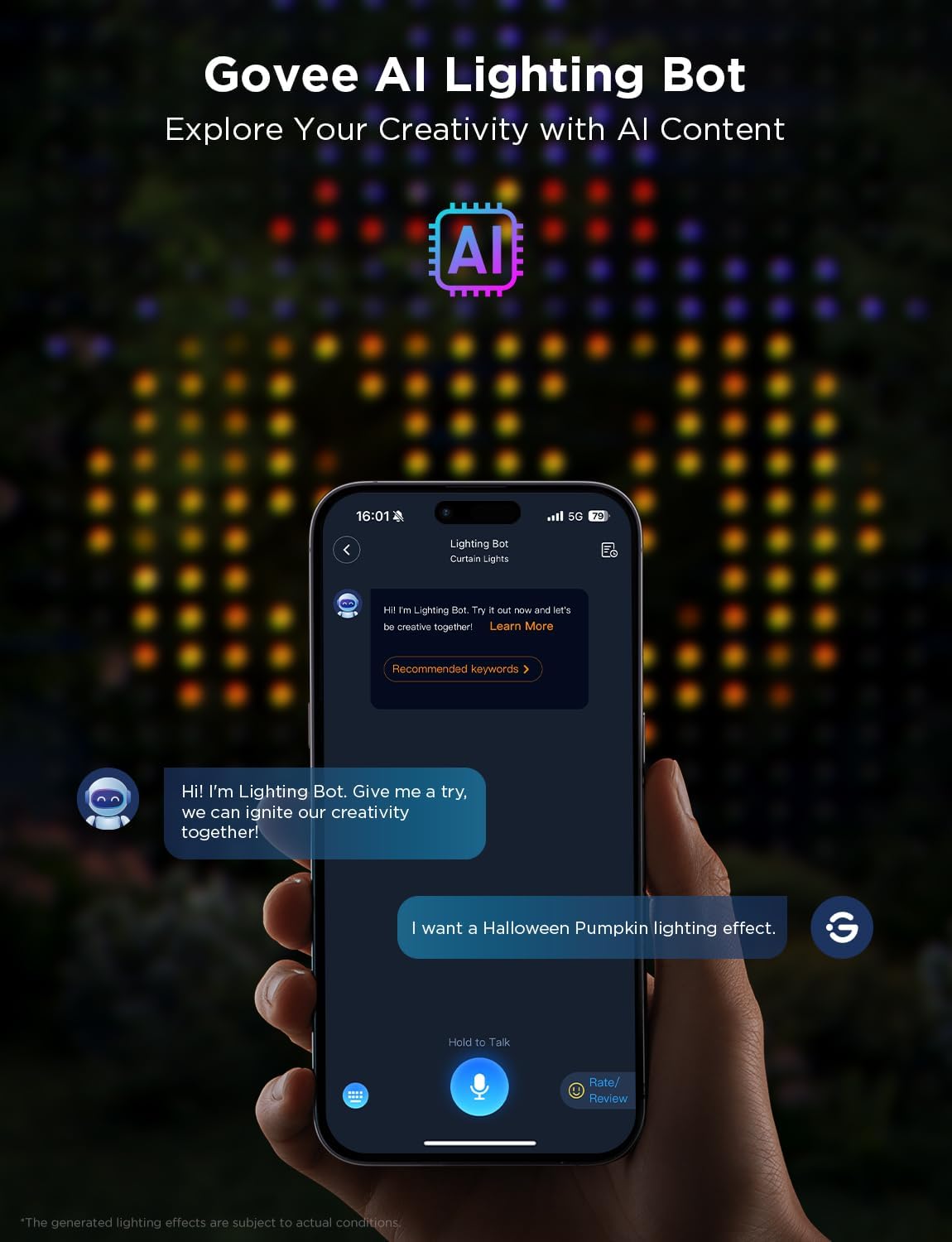 control through the govee home app, alexa, matter, google assistant, buttons, bluetooth, and wi-fi