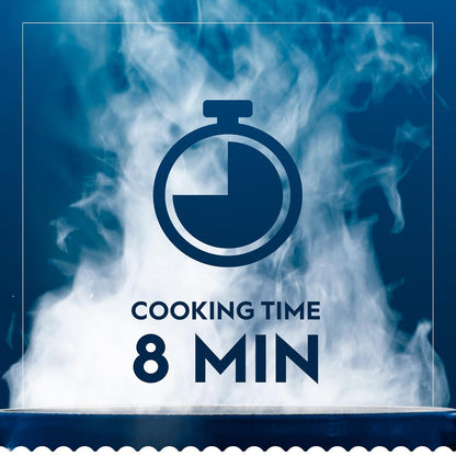 cooks to al dente in 8-9 minutes matching traditional pasta timing