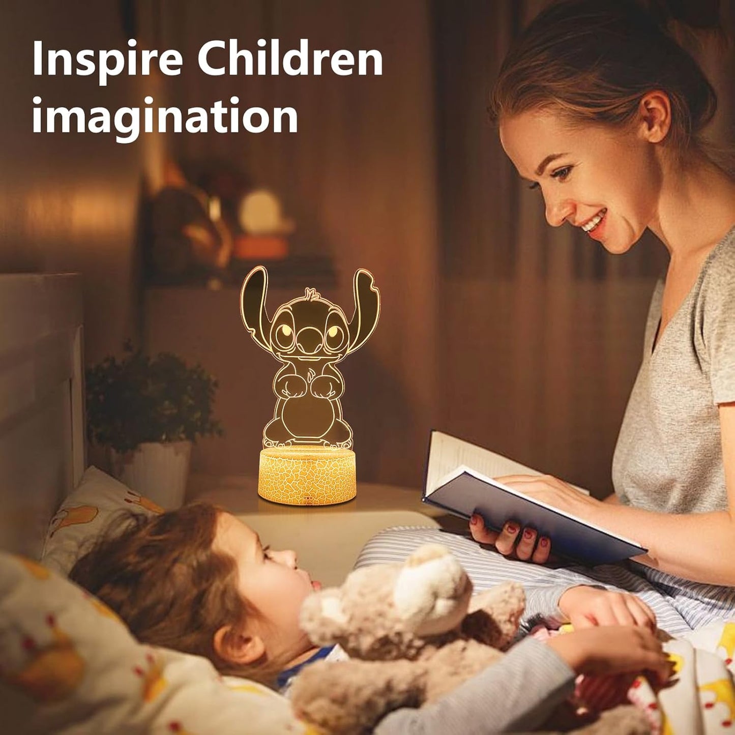 Cool Night Light 3D LED Lamp with Remote – Safe Character Nursery Night Light for Kids Bedroom and Playroom