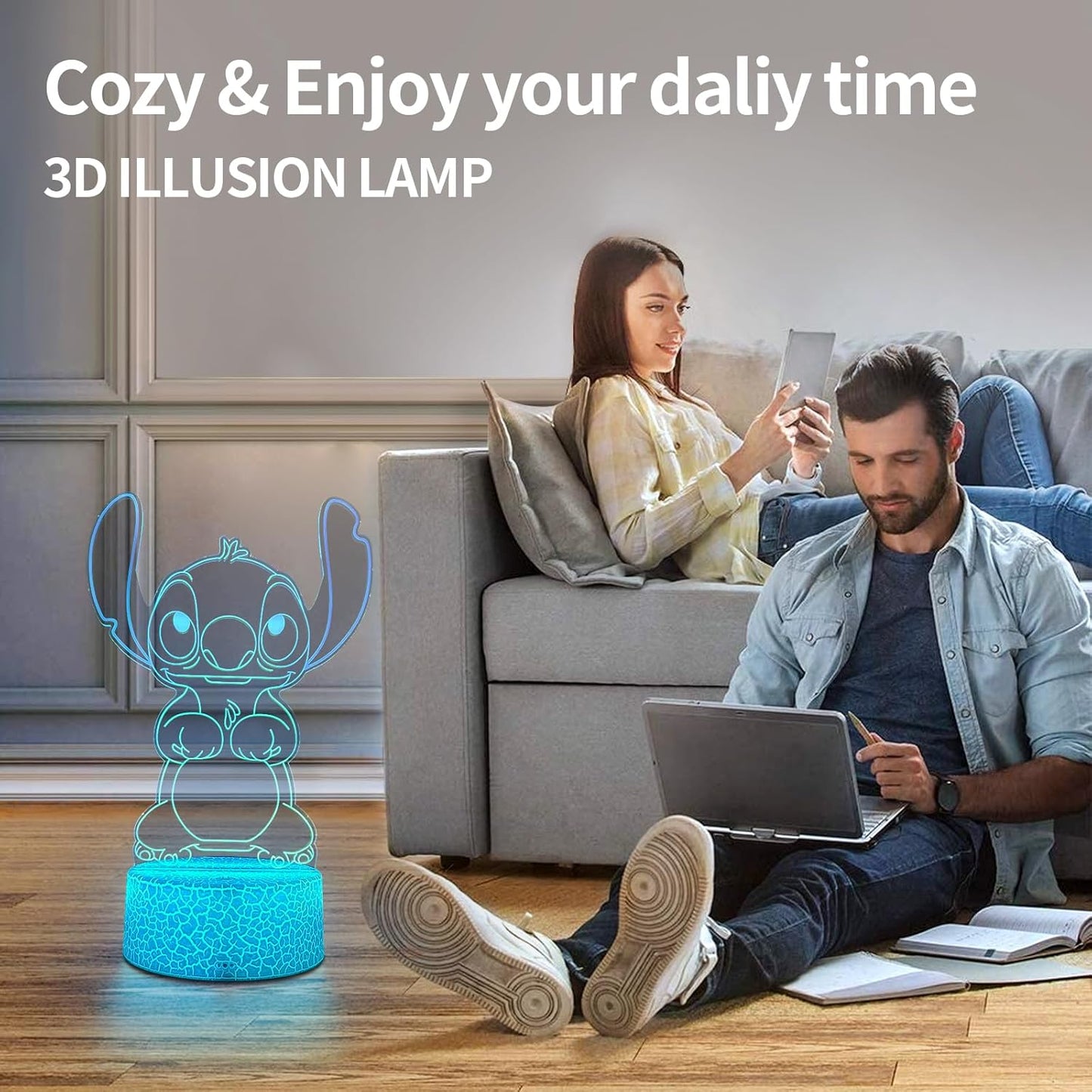 Cool Night Light 3D LED Lamp with Remote – Safe Character Nursery Night Light for Kids Bedroom and Playroom