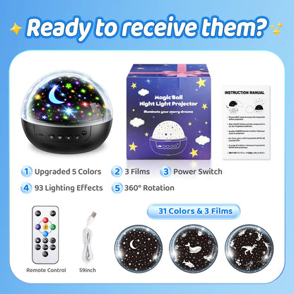 COOLNIGHT Toddler Night Light Projector – Playroom and Nursery Decor with 3 Interchangeable Films