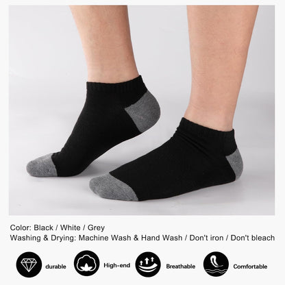 COOVAN 10 Pairs Mens Cushion Ankle Socks – All-Day Comfort Socks for the Home Office and Long Commutes