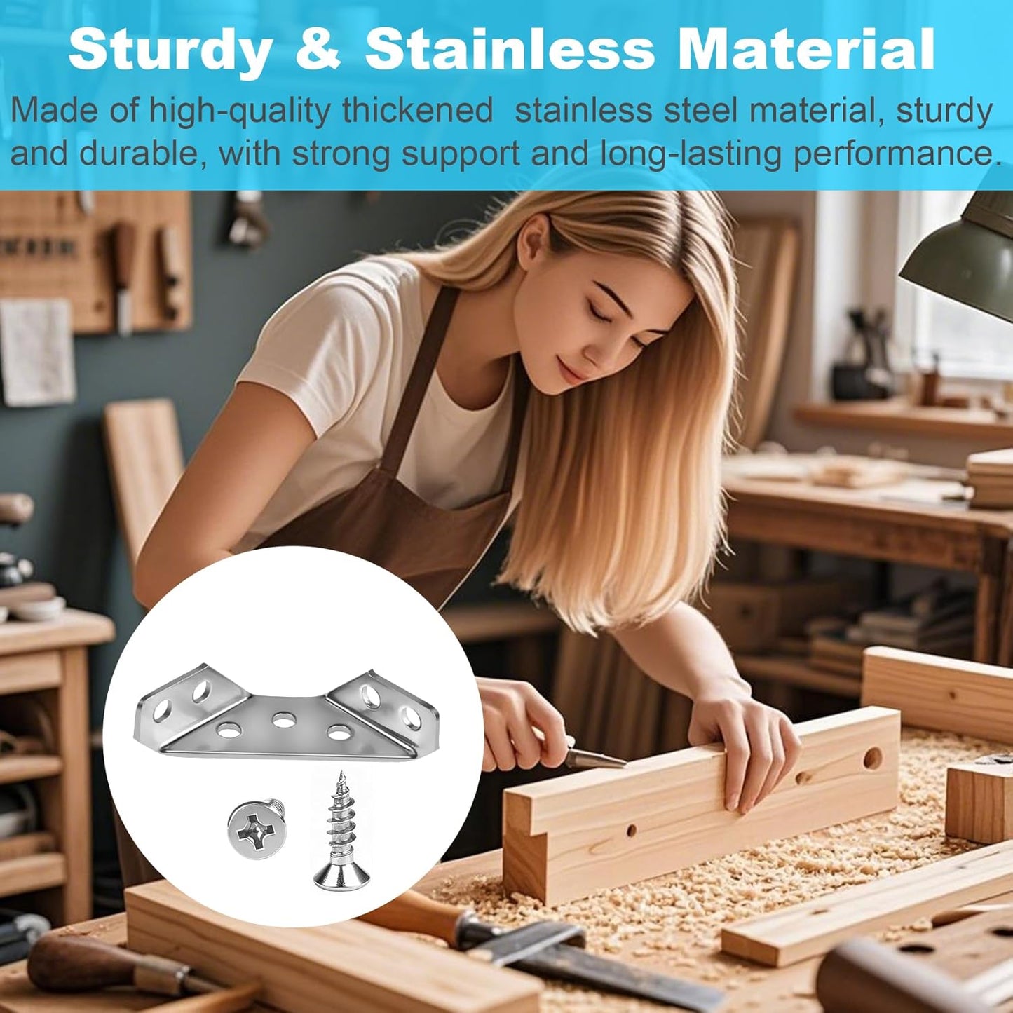 Corner Bracket Co. Durable Metal Corner Connectors, Camping and Garden Furniture Repair Kit with Polished Finish