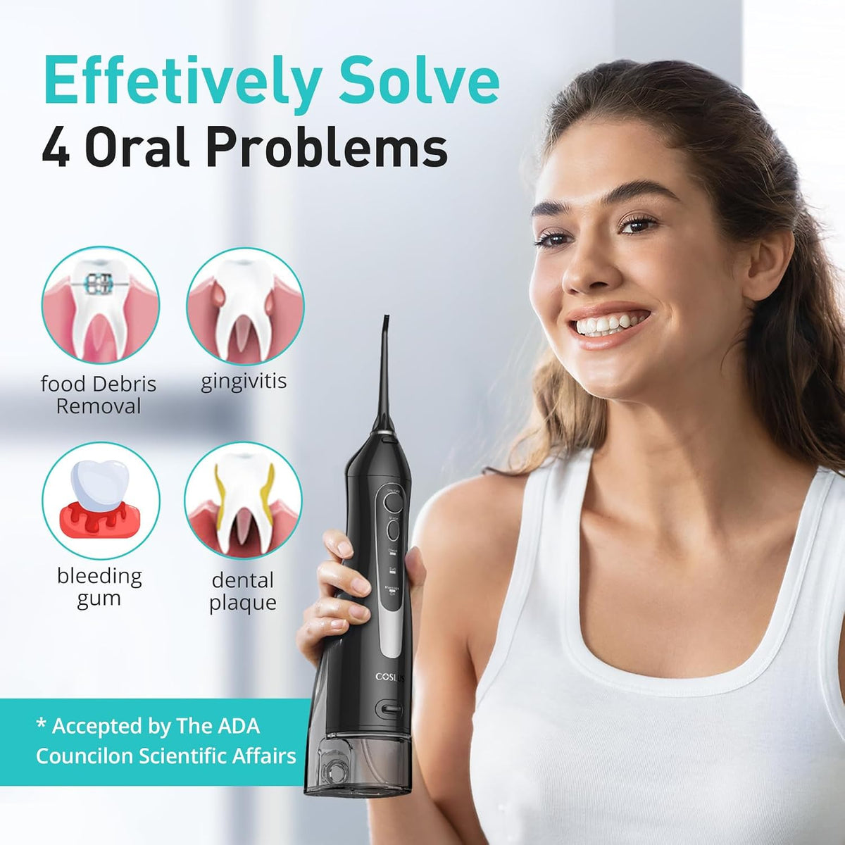 COSLUS C20 Water Dental Flosser Pick – Replace Disposable Floss With a Cleaner, Safer Routine