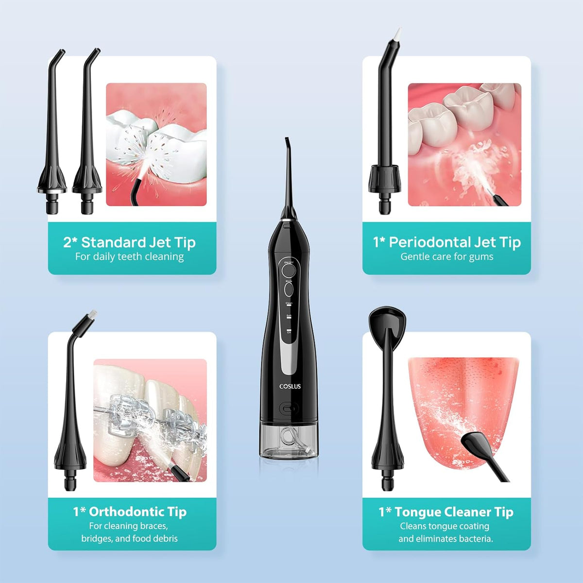 COSLUS C20 Water Dental Flosser Pick – Replace Disposable Floss With a Cleaner, Safer Routine