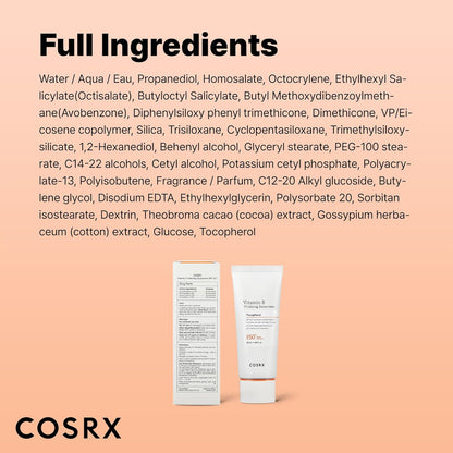 COSRX Vitamin E Vitalizing Sunscreen – Mindful Multi-Step Routine Favorite, Hydrating K-Beauty Sunscreen
