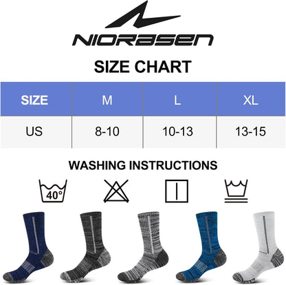 Niorasen Men's Cushioned Crew Socks, 5 Pairs, Boot Socks for Trekking, Backyard Projects, and Open-Air Days