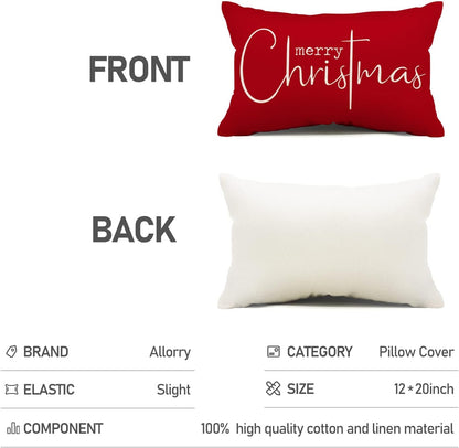 JYSK Christmas Pillow Covers for Family Living Rooms and Playrooms, Washable Cotton-Linen Sofa Covers in Playful Holiday Colors