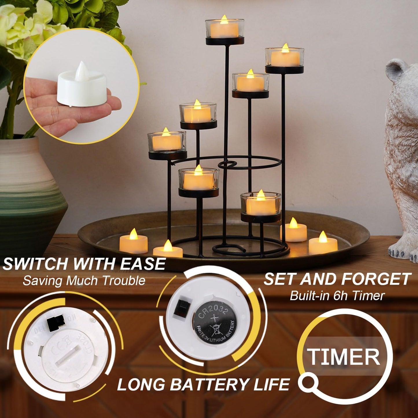 cr2032 240 mah button cell battery, included, delivering 150+ hours of light