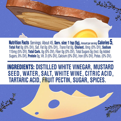 crafted with white wine, #1 grade mustard seeds, and spices