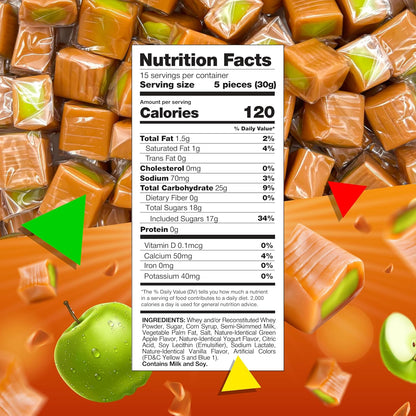 creamy vanilla caramel shell with green apple fruit-flavored filling