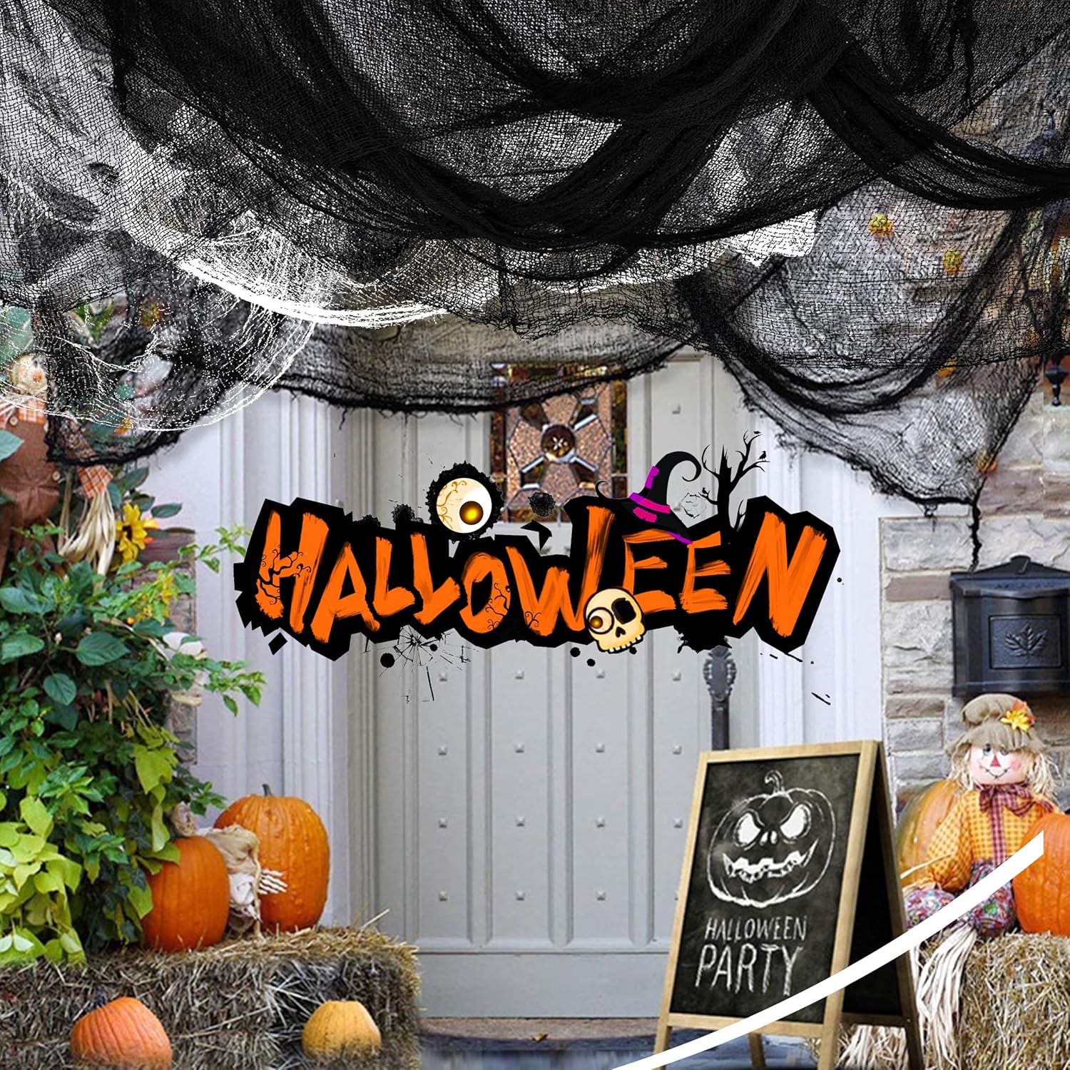Creepy Cloth Polyester Cotton Gauze – Reusable Halloween Decor for Fireplace Mantel and Bookshelf Styling