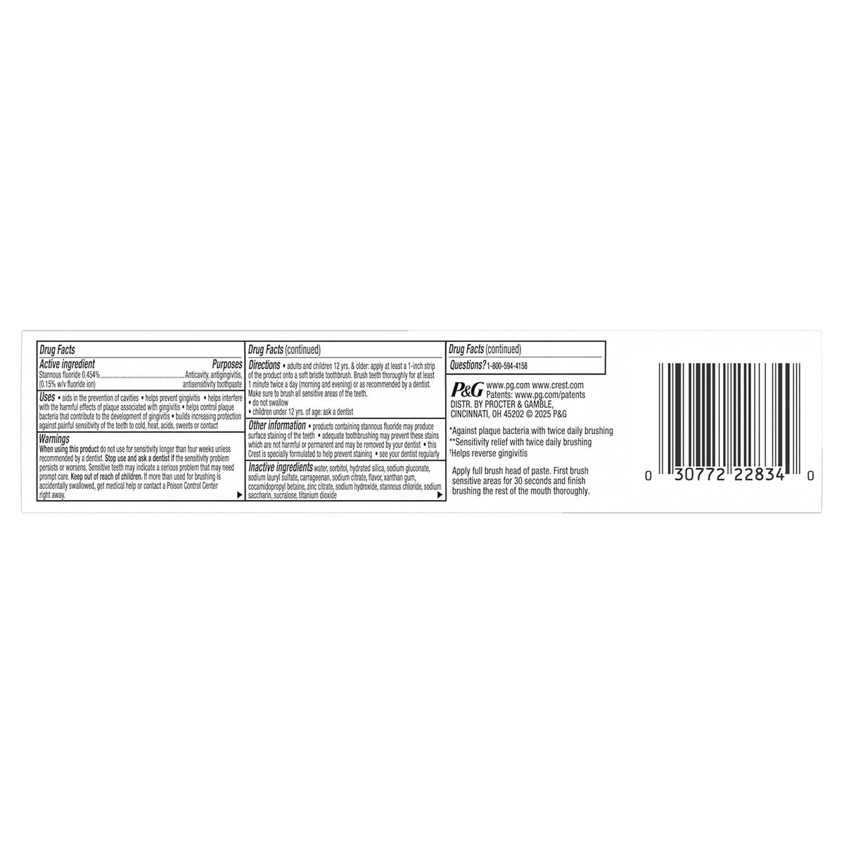 Crest Clinically Proven Sensitivity Relief Toothpaste – 3-Pack for Daily Wellness & Gum Health Rituals