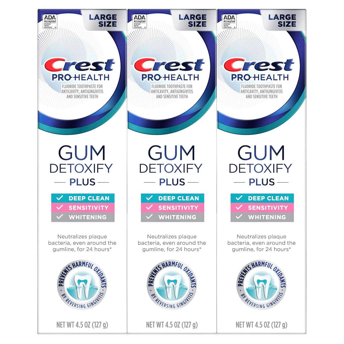 Crest Pro-Health Gum Detoxify Plus – Mindful Oral Wellness Routine, 4.5 oz × 3