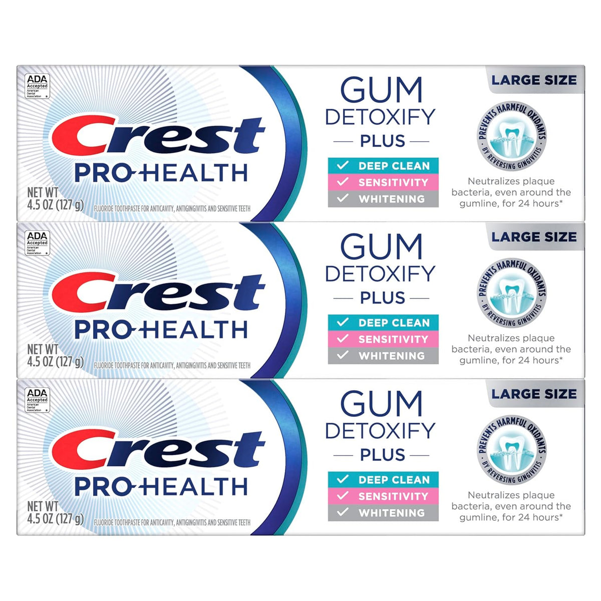 Crest Pro-Health Gum Detoxify Plus – Mindful Oral Wellness Routine, 4.5 oz × 3