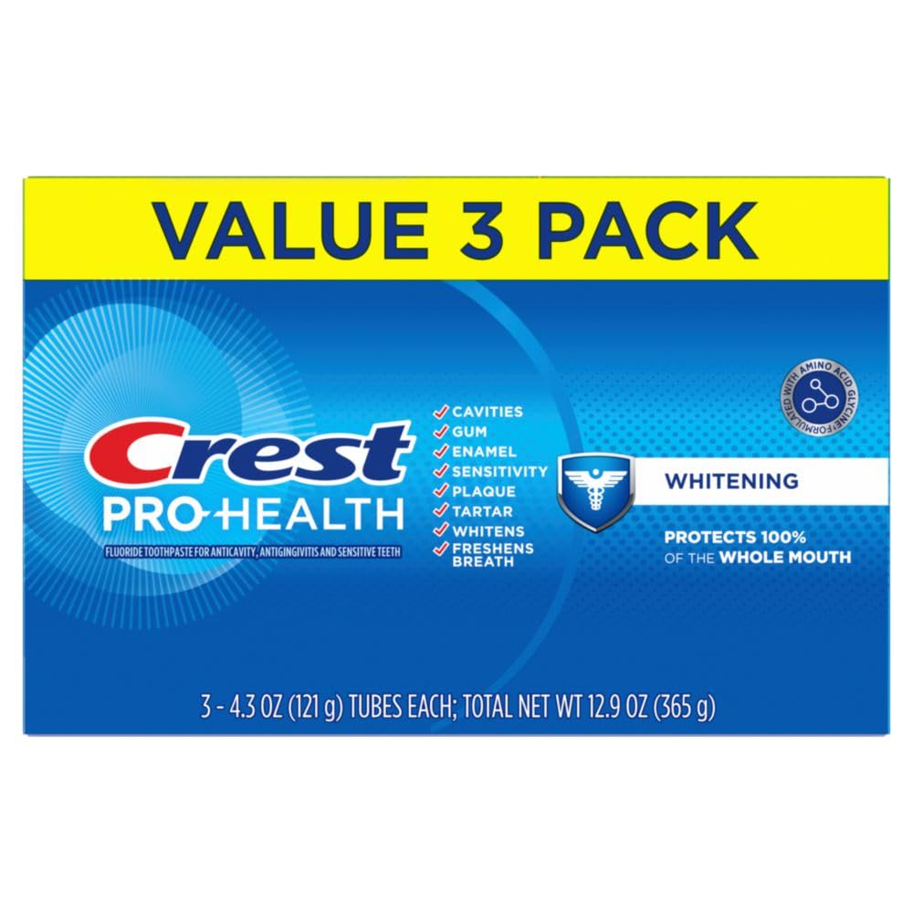 Crest Pro-Health Whitening Toothpaste Triple Pack Neutral Mint Gel for Uncluttered Shared Bathroom Storage