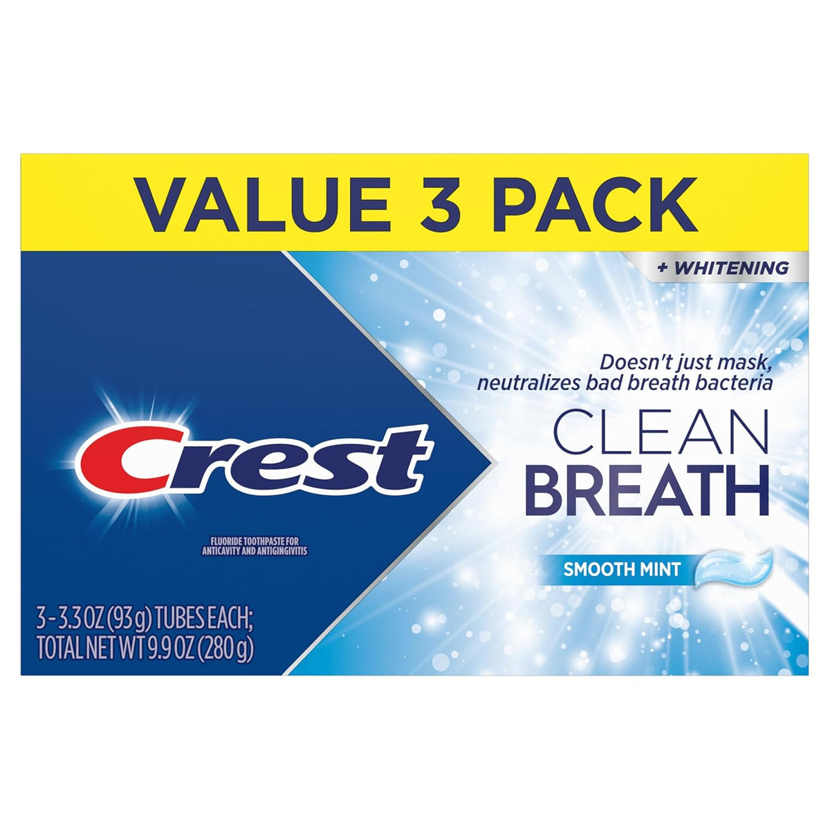 Crest Whitening Toothpaste Mint 3-Pack – Effortless Single-Step Oral Care for Neutral-Toned Spaces