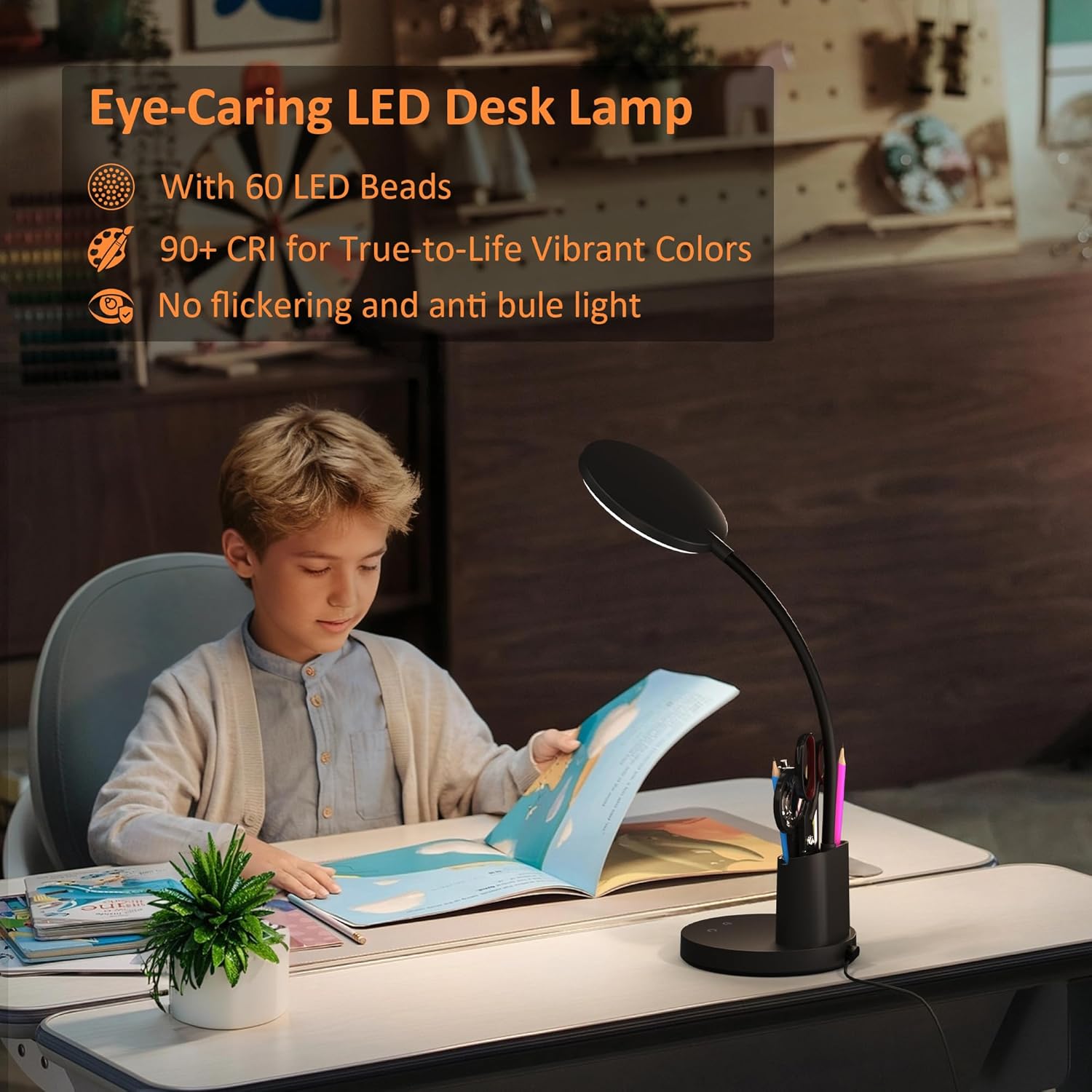 cri 90+ flicker-free output for accurate color and eye comfort
