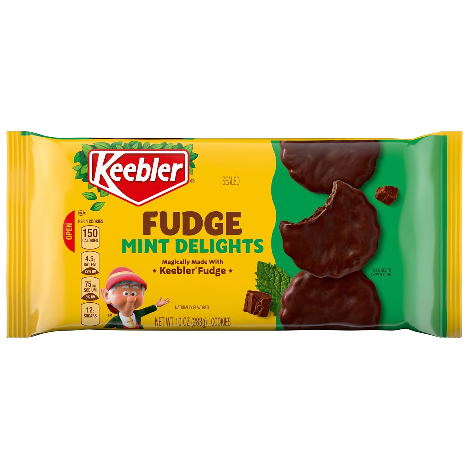 crisp chocolate wafers sandwiching mint-flavored creme filling