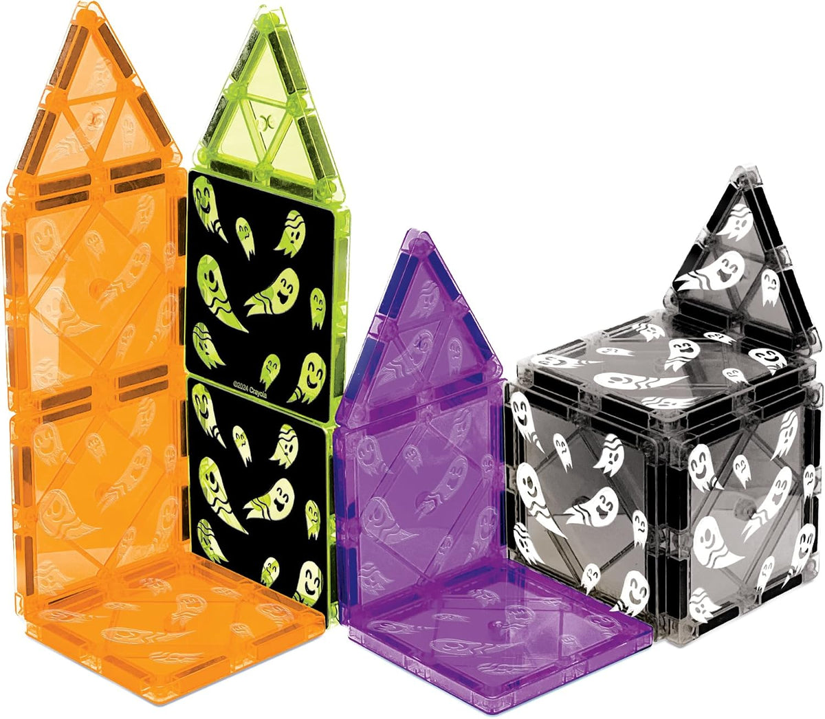 cross-compatible magnetic connection system that links all 9 themed sets (pastel, glitter, doodle, holiday, valentines, red/white/blue, halloween, retro, easter)